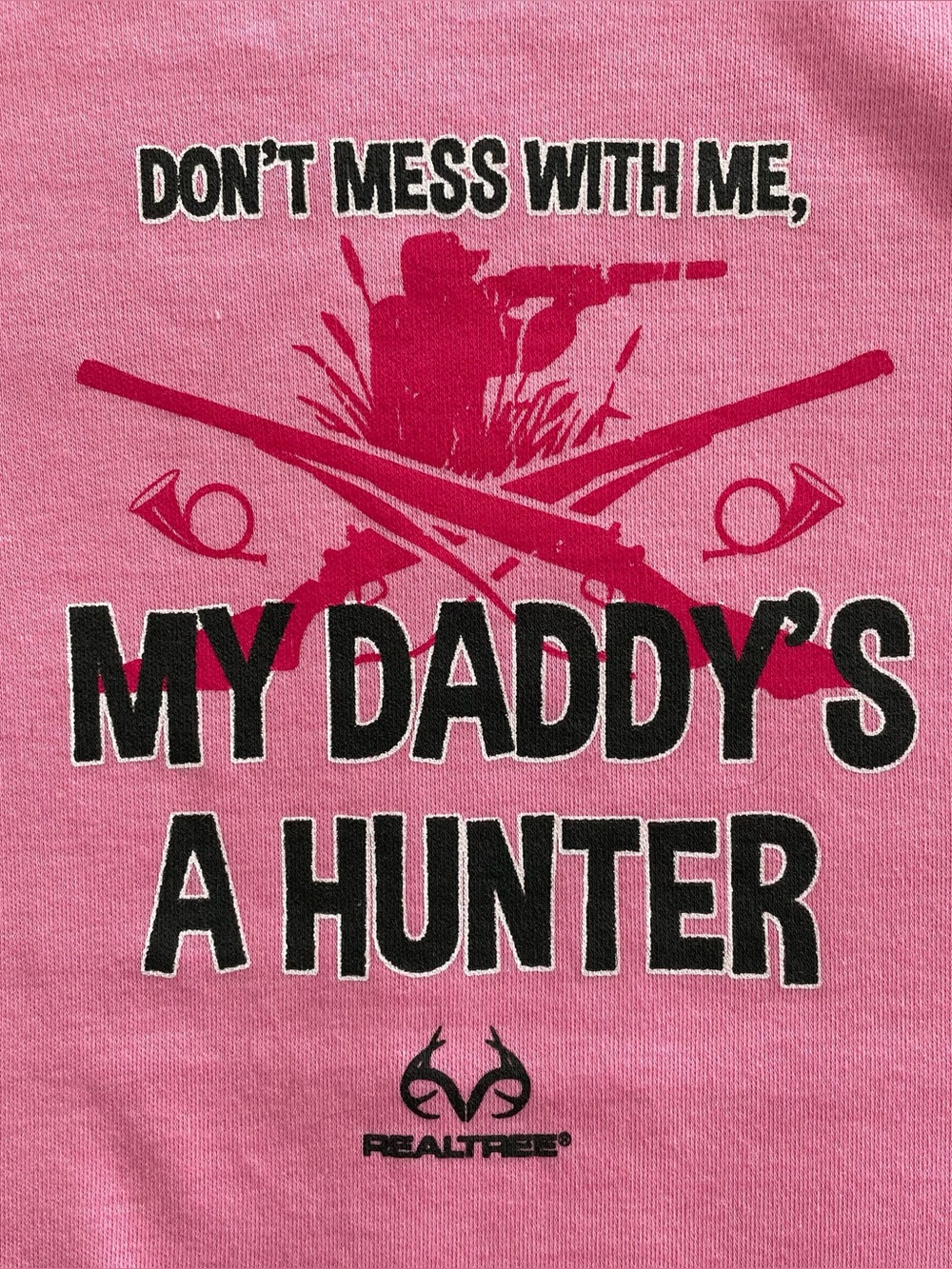 Realtree 9-12 Months Pink "My Daddy's a Hunter" Graphic Snap Crotch Bodysuit NWT